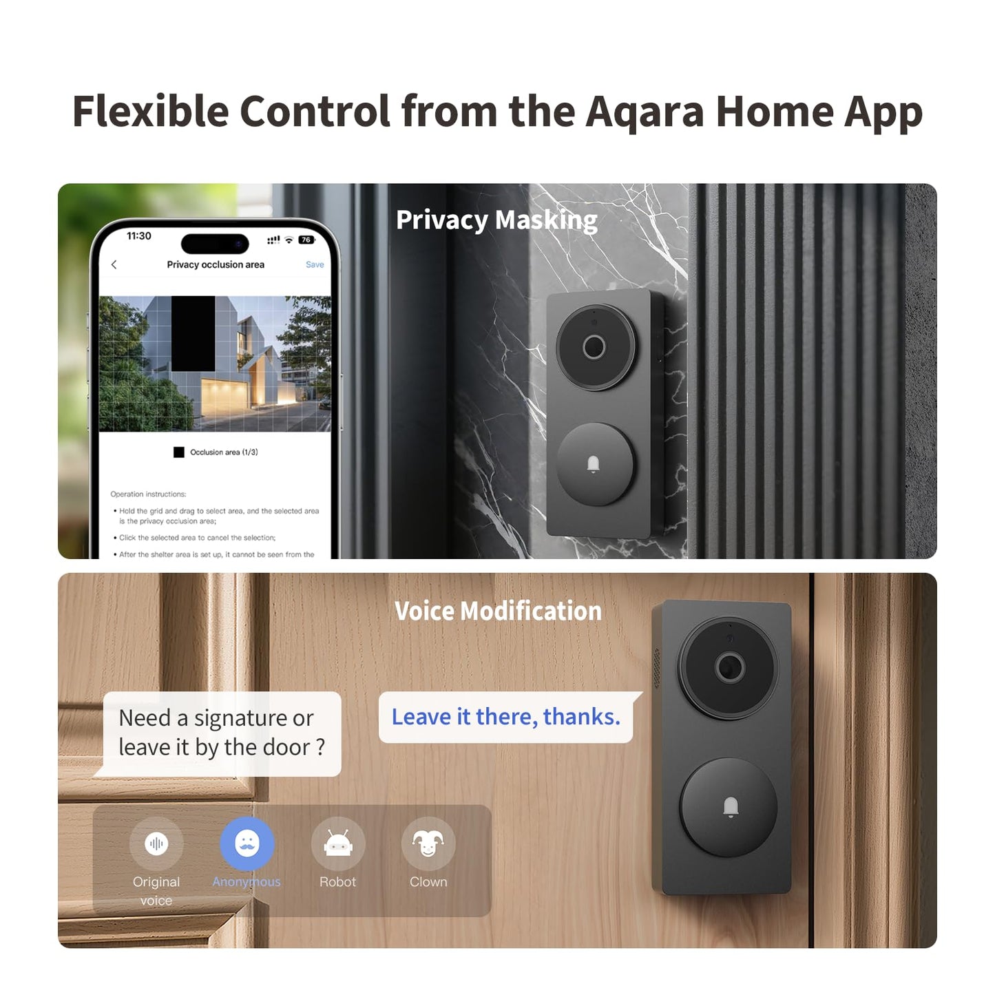 Aqara Smart Doorbell Camera G410 with Chime, 2K, HomeKit Secure Video, 2-Way Audio, Built-in Matter Hub, Wireless/Wired, Supports Apple Home, Alexa, Google, Home Assistant, 2.4G/5GHz Wi-Fi, Grey