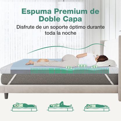 Novilla Mattress Topper, 140 x 190, 7.5 cm, Gel Memory Foam Mattress Topper, Bamboo Material, Moisture Wicking, with Non-Slip Design and Safety Certification, Washable