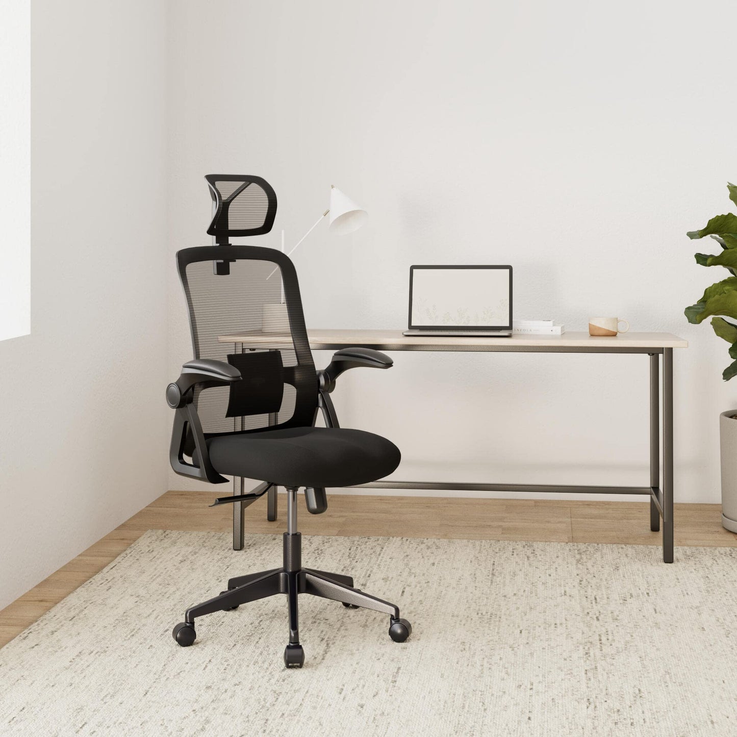 Realm of Thrones CAPTAIN Ergonomic Office Chair for Back Support, Long Hours & Small Home Offices, Mesh Desk Chair with 10cm Contoured Seat, Flip-Up Arms, Adjustable Lumbar & Headrest, 5-Year Warranty