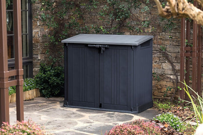 Keter Store it Out Nova Outdoor Garden Storage Shed, 32 x 71.5 x 113.5 cm, Dark Grey with Light Grey Lid