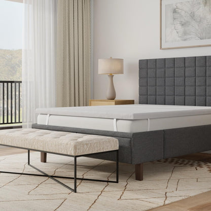 Panda Gel Infused Memory Foam Bamboo Mattress Topper - UK Double | 5cm Thick | Medium Firm Softness | Orthopaedic Neck, Spine, Hip Support | Adjustable Straps | Temperature Control | Long Lasting