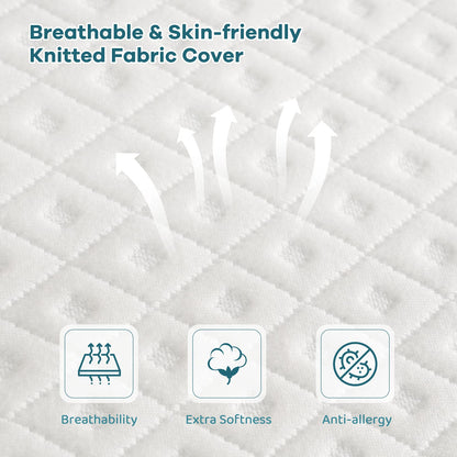 Vesgantti 4 Inch Memory Foam Mattress Topper King Size, Gel & Bamboo Charcoal Infused Bed Topper for Cooling Sleep & Pressure Relieving, with Washable Cover-150 x 200 x 10CM
