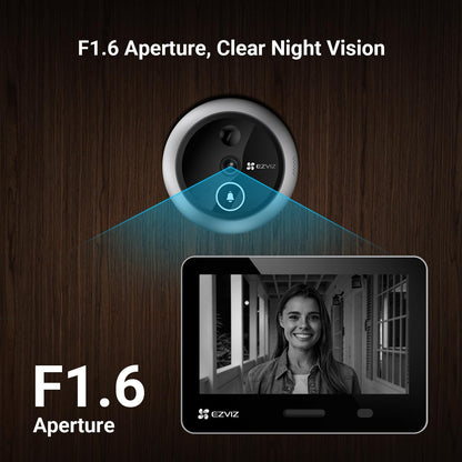 EZVIZ 4K AI Smart Peephole Camera Wireless Door Viewer, Facial Recognition Human Detection, 155° Wide View WDR, Two-Way Talk Weatherproof, 512G Storage No Monthly Fee, Easy Install 14–50mm Doors (EP4)