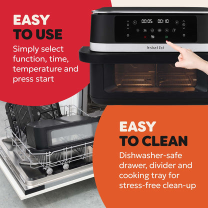 Instant Pot Vortex VersaZone 12L Air Fryer, PFAS Free, Large, Twin 6L Baskets, 8-in-1, Dehydrate, Grill, Bake, Roast, Reheat, Easy Clean, Dishwasher Safe, Black Pepper