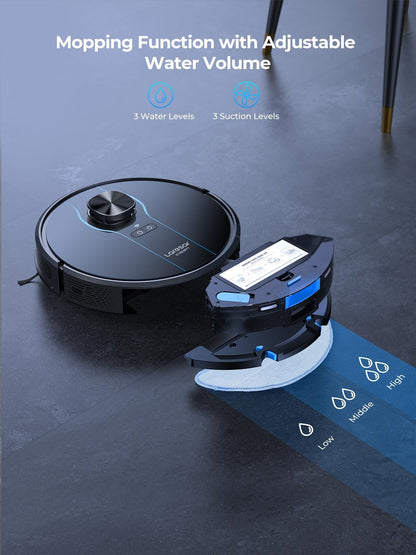 Laresar Clean Self-Emptying Robot Vacuum Cleaner with Mop 10,000Pa, LiDAR Navigation, 180 Mins Runtime, Up to 60 Days of Hands-Free Cleaning Robotic Vacuums for Pet Hair, Carpet, All Floors, L6 Nex