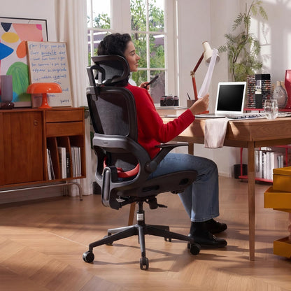 SIHOO B100 Ergonomic Office Chair, Comfy Desk Chair with Adaptive Dynamic Lumbar Support, Computer Chair with Extra Wide Headrest, Flip-Up Armrests, 90-135° Tilt Lock and Breathable Mesh Cushion