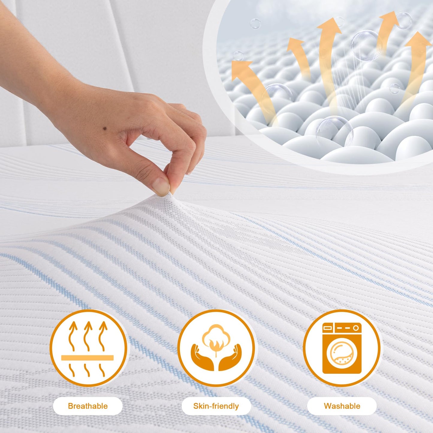 Sleremind Super King Size Mattress Toppers, Memory Foam Mattress Topper Super King Size Bed 10cm with Machine Washable Cover,Pressure Relief & Breathable,180 * 200 * 10cm