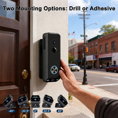 Video Doorbell Wireless Dual Camera with 2K HD Security Door Bells Cameras, Motion Detection, Wired or Battery Powered, Night Vision, 2-Way Audio, SD Card&Cloud Storage, 2.4G WiFi,Works with Alexa