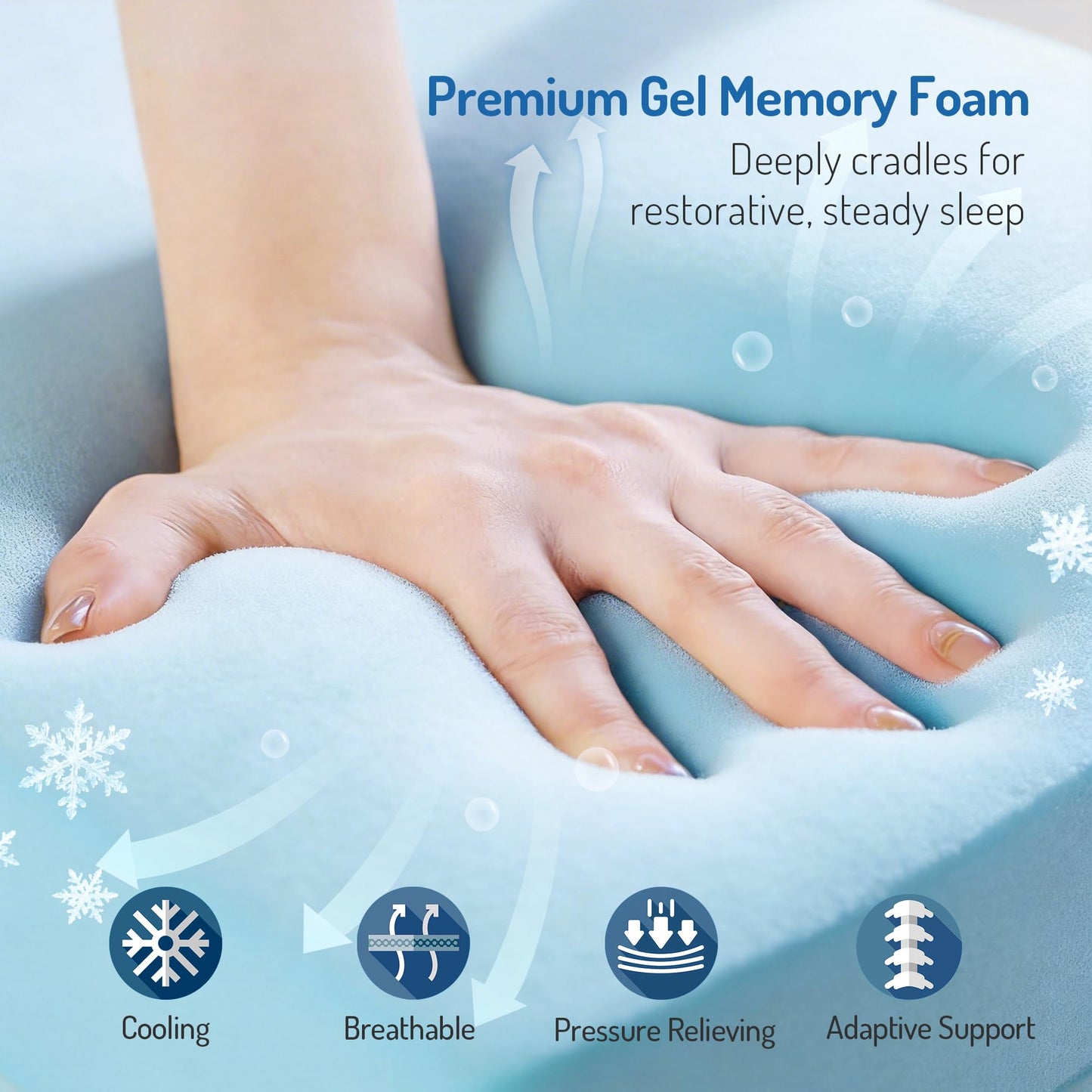 Degrees of Comfort 4 Inch Dual-Layer Memory Foam Mattress Topper, 10cm Thickness Mattress Topper Double Bed for Back Pain Relief with Anti-Slip Breathable Hypoallergic Cover, Double Size 135x190cm
