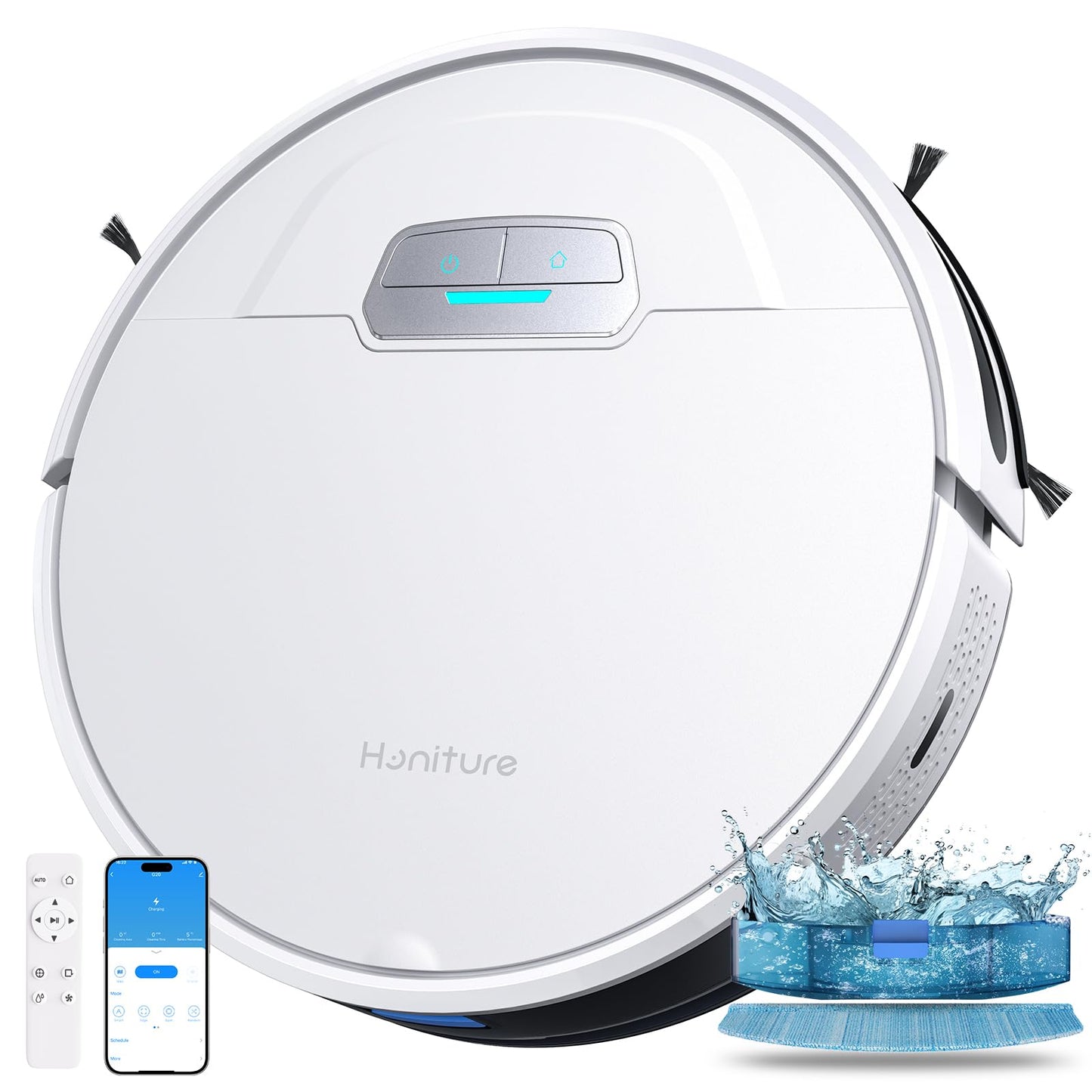 HONITURE Robot Vacuum Cleaner with Mop, G20 Robotic Vacuums with Mapping, 7000Pa Strong Suction, Carpet Booster, Wi-Fi/APP/Alexa/Remote, Ideal for Pet Hair, Hard Floor and Carpet, 7.6cm Thin