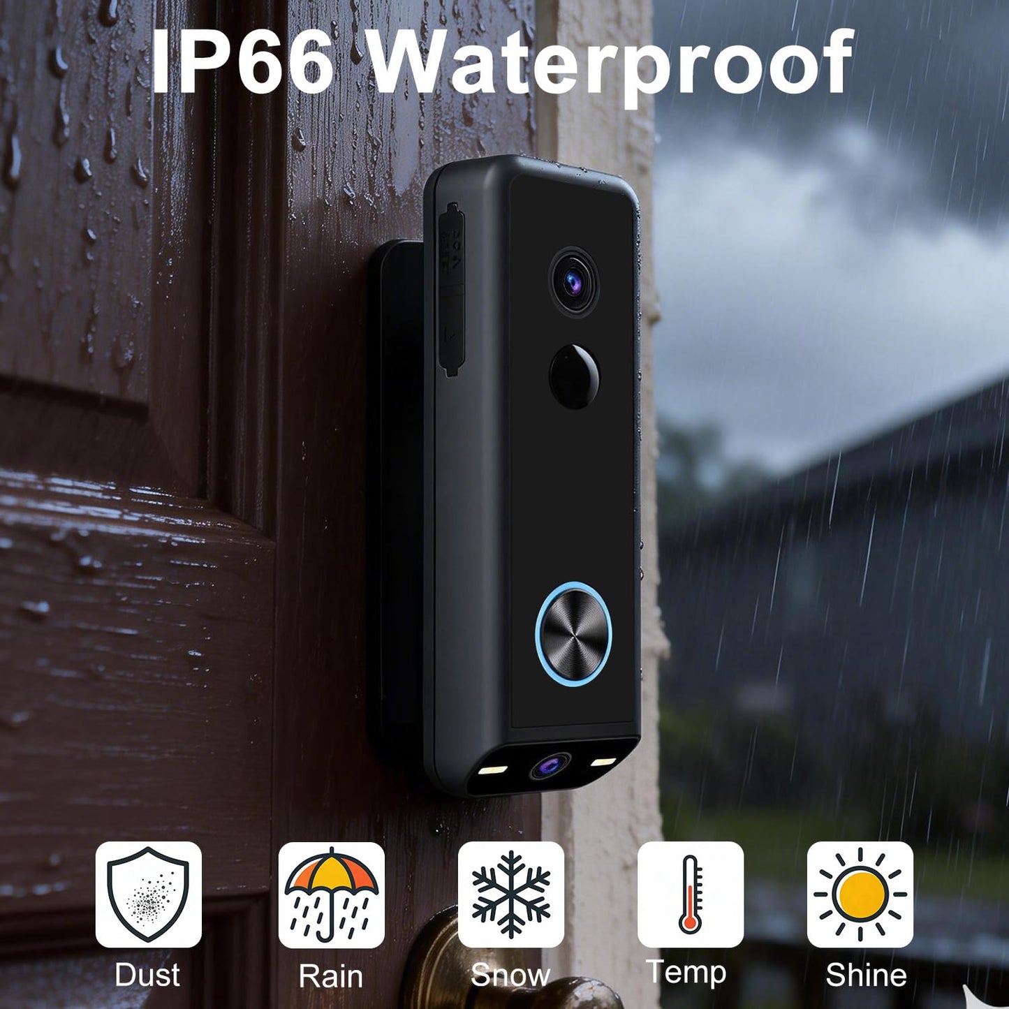 Video Doorbell Wireless Dual Camera with 2K HD Security Door Bells Cameras, Motion Detection, Wired or Battery Powered, Night Vision, 2-Way Audio, SD Card&Cloud Storage, 2.4G WiFi,Works with Alexa