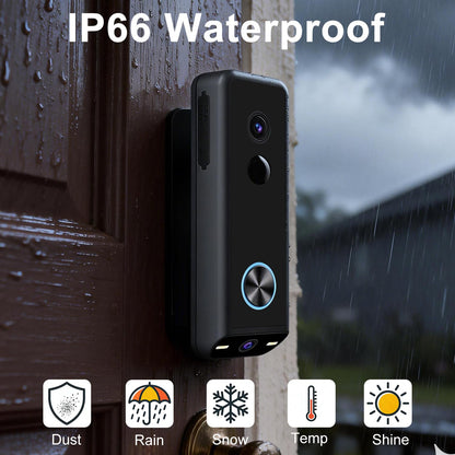 Video Doorbell Wireless Dual Camera with 2K HD Security Door Bells Cameras, Motion Detection, Wired or Battery Powered, Night Vision, 2-Way Audio, SD Card&Cloud Storage, 2.4G WiFi,Works with Alexa