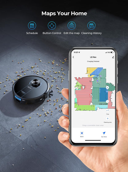 Laresar Clean Self-Emptying Robot Vacuum Cleaner with Mop 10,000Pa, LiDAR Navigation, 180 Mins Runtime, Up to 60 Days of Hands-Free Cleaning Robotic Vacuums for Pet Hair, Carpet, All Floors, L6 Nex