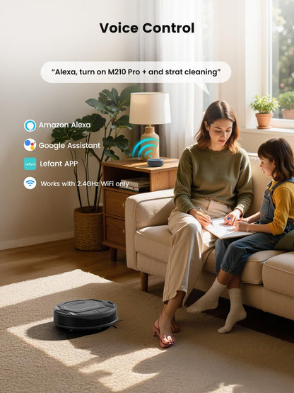 Lefant M210P Robot Vacuum Cleaner Black - PreciSense Obstacle Avoidance, 2200Pa, Small Robot 7.8cm Thin 28cm DIA, 140 Mins Runtime, Self-Charging, for Pet Hair/Hard Floors