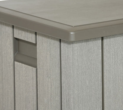 LIFETIME Plastic Wood Grain Textured Storage Box Desert Sand/Grey, 151x72x69 cm