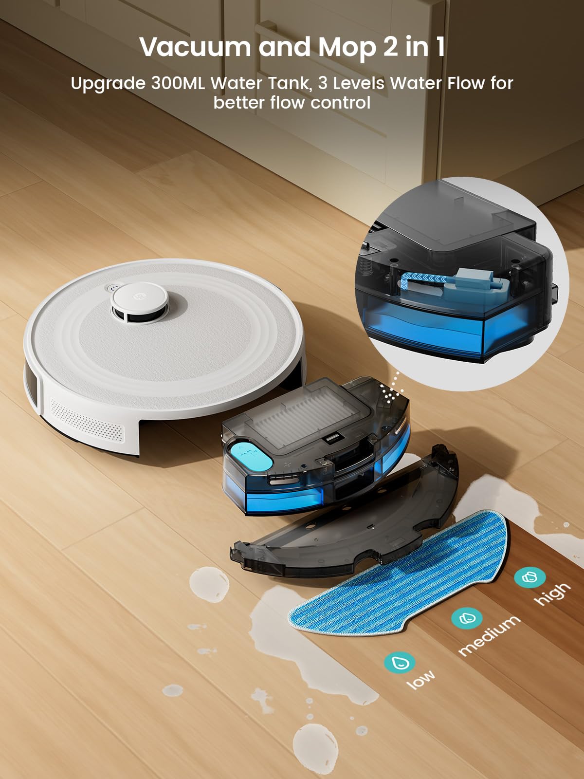 Lefant M2 Robot Vacuum Cleaner with Mop Room Mapping, 6000Pa, dToF Laser Navigation, 140 Minute, 2.4G/5G Wi-Fi/App/Alexa, Customizable Cleaning, Ideal for Carpets, Hard Floors and Many Furnished Homes