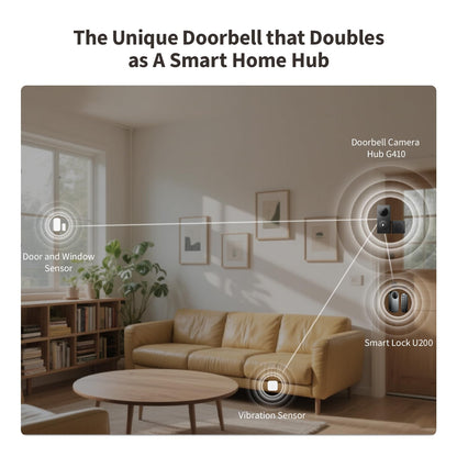 Aqara Smart Doorbell Camera G410 with Chime, 2K, HomeKit Secure Video, 2-Way Audio, Built-in Matter Hub, Wireless/Wired, Supports Apple Home, Alexa, Google, Home Assistant, 2.4G/5GHz Wi-Fi, Grey
