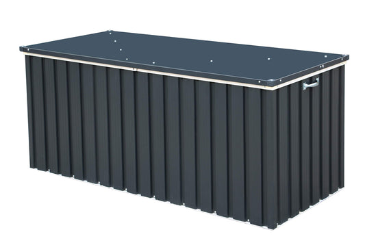 Duramax DH 1.7 Metal Cushion Box (770 L) with Hydraulic Gas Cylinder & Padlock Eye, Garden Furniture Storage, Outdoor Storage Container, Weather-Resistant Furniture Patio Deck Box, Anthracite