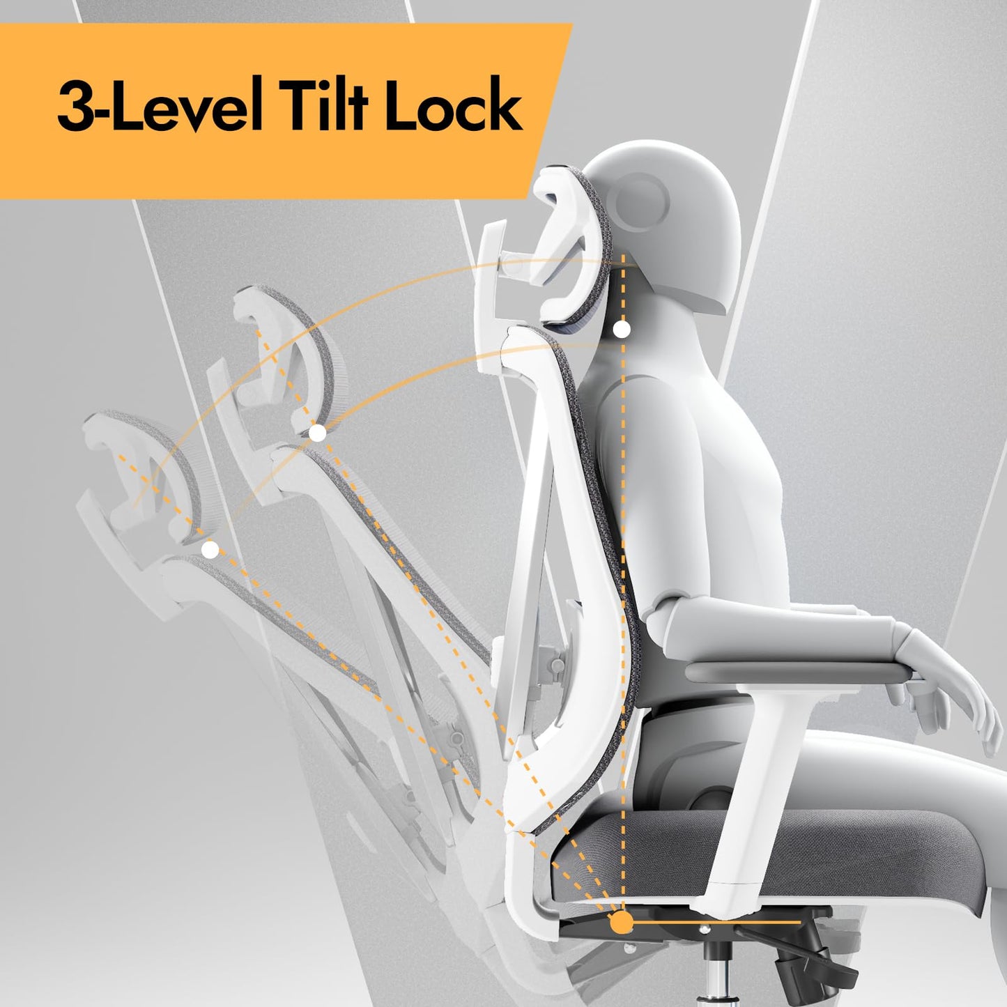 HOLLUDLE Ergonomic Office Chair with 3D Lumbar Support & 3D Adjustable Armrests – V-Back Design, Comfortable Desk Chair for Office & Home, White