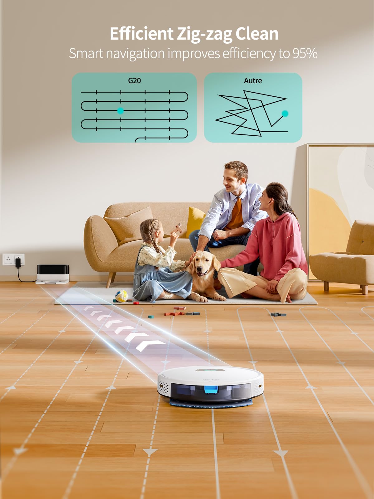 HONITURE Robot Vacuum Cleaner with Mop, G20 Robotic Vacuums with Mapping, 7000Pa Strong Suction, Carpet Booster, Wi-Fi/APP/Alexa/Remote, Ideal for Pet Hair, Hard Floor and Carpet, 7.6cm Thin