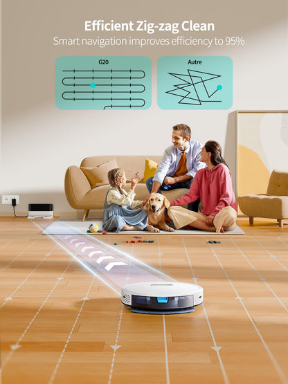 HONITURE Robot Vacuum Cleaner with Mop, G20 Robotic Vacuums with Mapping, 7000Pa Strong Suction, Carpet Booster, Wi-Fi/APP/Alexa/Remote, Ideal for Pet Hair, Hard Floor and Carpet, 7.6cm Thin