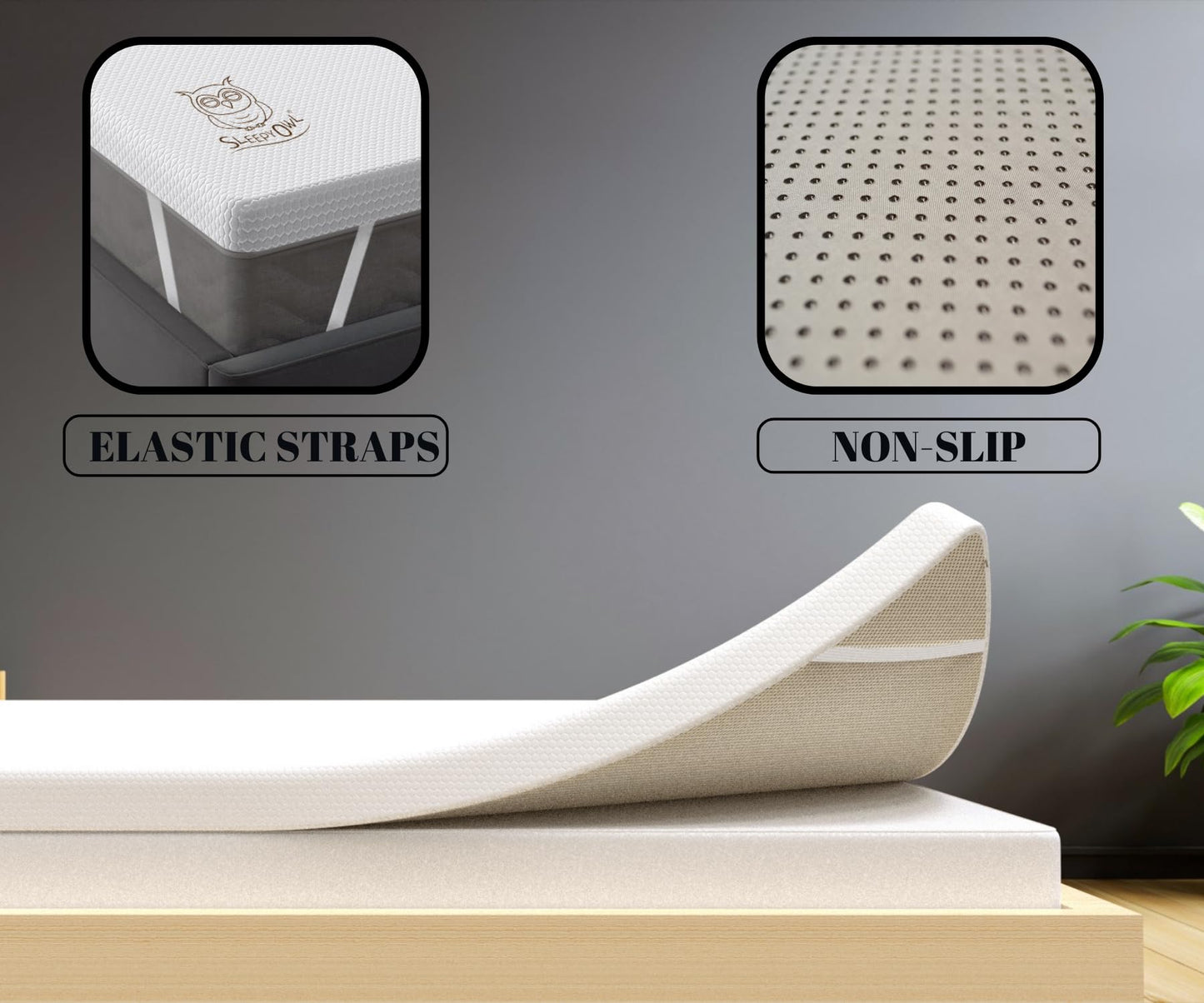 Sleepy Owl 4 Inch Memory Foam Mattress Topper KING Bed, 10cm Thick Gel Infused Orthopedic Mattress Pad for Back Pain, Removable Washable Zipped Cover with Elastic Straps (King 150x200, 10 cm)