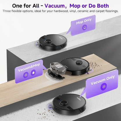 MONSGA Robot Vacuum with Mop, 7000Pa Powerful Suction, Lidar Navigation Robotic Vacuum with 3.5L Self-Empty Station, 180mins Runtime, APP/Remote/Voice Control, for Hard Floors and Carpets (MS1MAX)