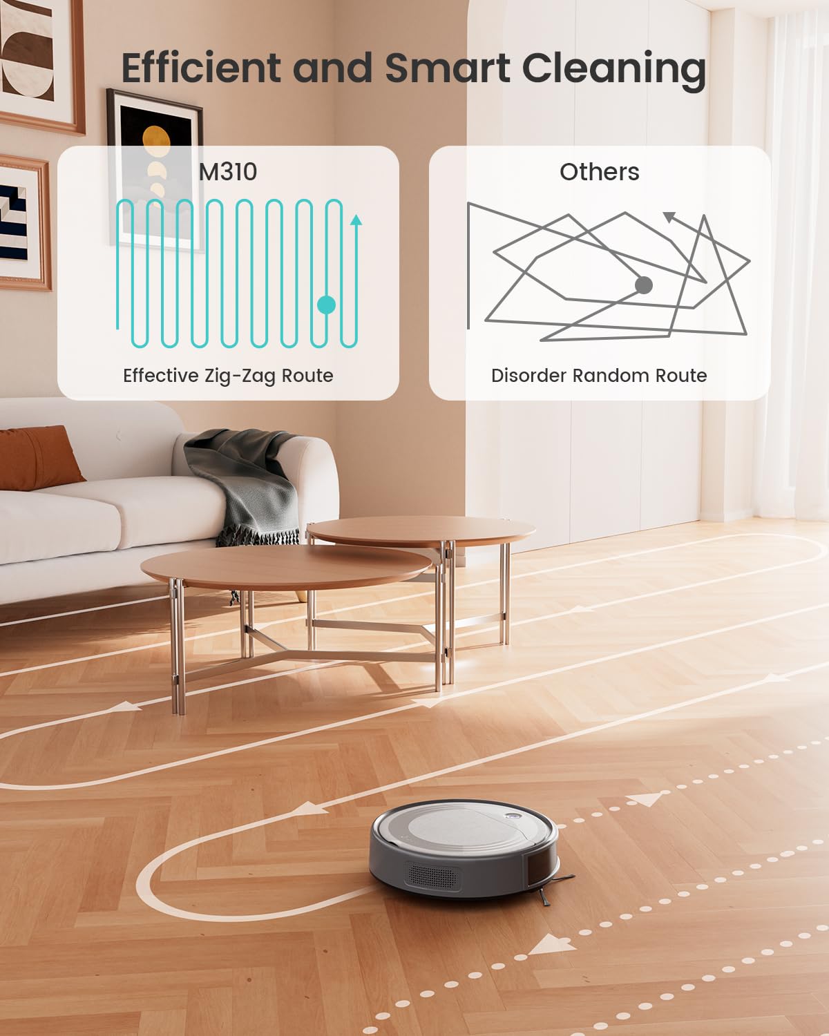 Lefant M310 Robot Vacuum Cleaner, 4500Pa Strong Suction, 180 Min, 7.9 cm Thin 28 cm Diameter, Automatic Self-Charging Small Robotic Vacuum, 2.4G Wi-Fi/App/Alexa Control, Ideal for Pet Hair Hard Floor