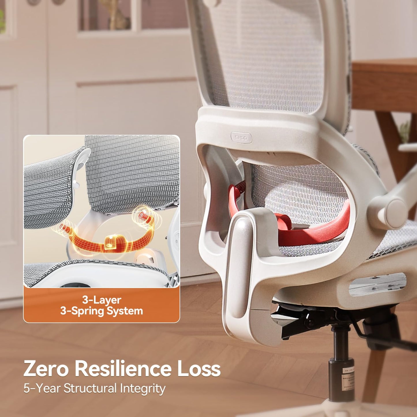 SIHOO B100 Ergonomic Office Chair, Comfy Desk Chair with Adaptive Dynamic Lumbar Support, Computer Chair with Extra Wide Headrest, Flip-Up Armrests, 90-135° Tilt Lock and Breathable Mesh Cushion