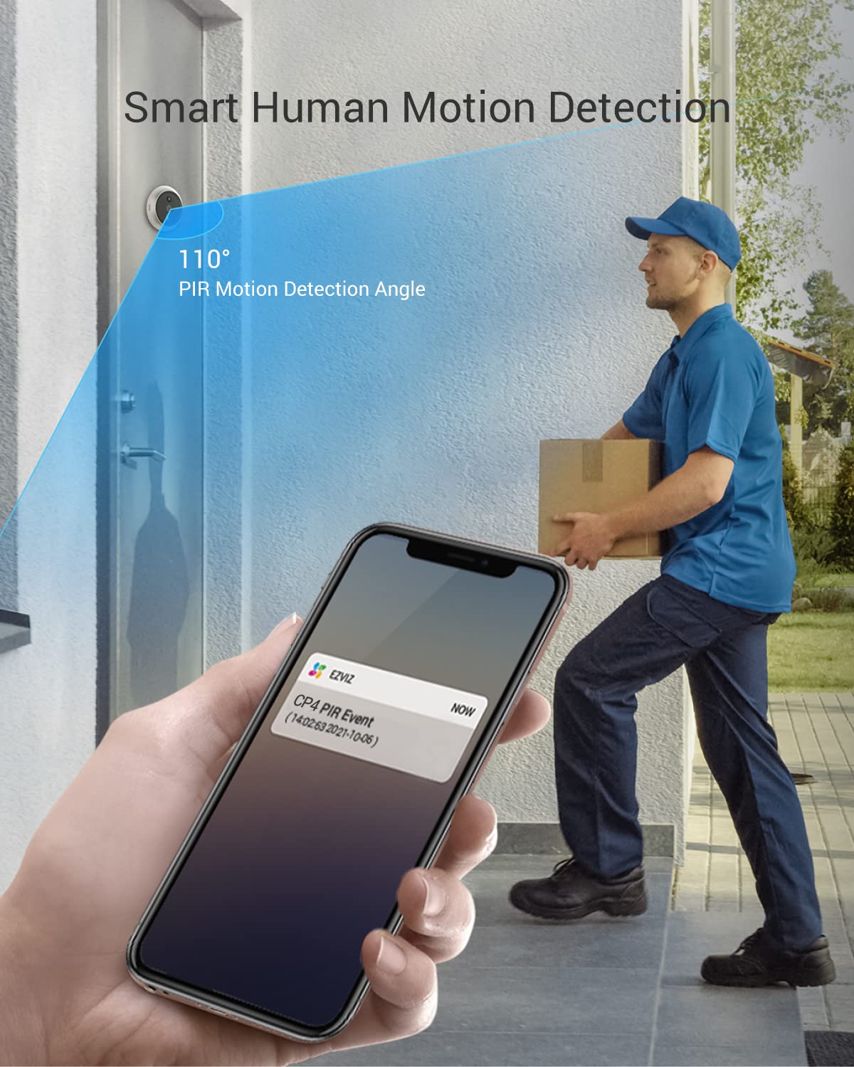EZVIZ CP4 1080P Door Peephole Surveillance Camera Connected Video Intercom Video Door Viewer 4.3 Inch Touch Screen Battery 4600 mAh Human Detection Two-Way Audio 5 m Night Vision