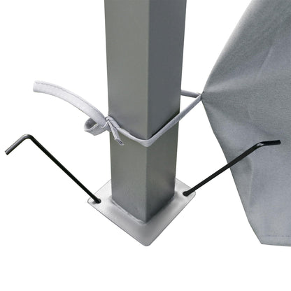 Outsunny 4m x 3(m) Garden Gazebo, Double Roof Outdoor Gazebo Canopy Shelter with Curtains, Solid Steel Frame for Patio, Garden, Grey