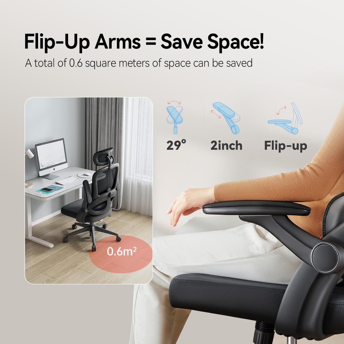 SIHOO M102C Ergonomic Mesh Office Chair, High Back desk chair with 3D Armrests, Up&Down Lumbar Support, Swivel Computer Task Chair, Black