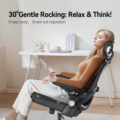 SIHOO M102C Ergonomic Mesh Office Chair, High Back desk chair with 3D Armrests, Up&Down Lumbar Support, Swivel Computer Task Chair, Black