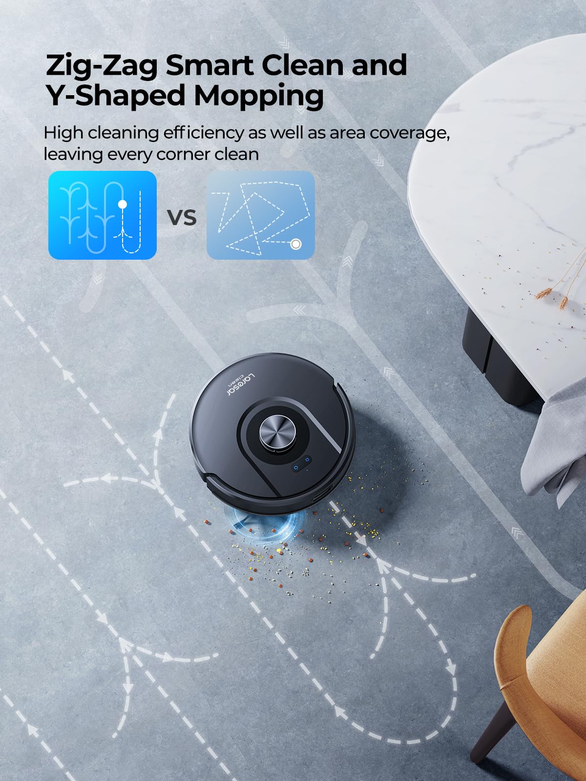 Laresar Clean Robot Vacuum and Mop, 8000Pa Suction, 180Min Runtime, Robotic Vacuum Cleaner with Lidar Navigation Mapping, APP/Voice Control, Ideal for Pet Hair, Carpet and Hard Floors, Mars01