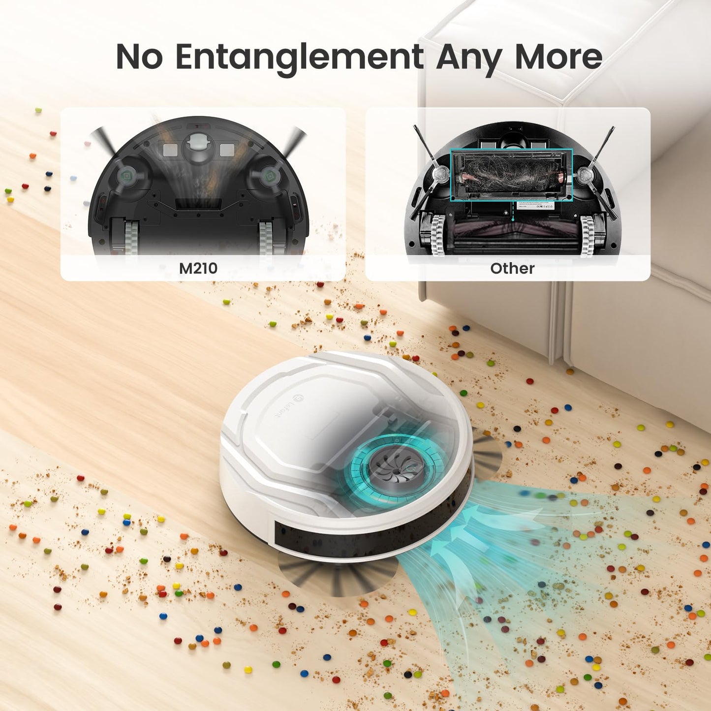 Lefant M210 Robot Vacuum Cleaner, 2200Pa Strong Suction, 7.8cm Thin 28cm DIA, Automatic Self-Charging Small Robotic Vacuum, Wi-Fi/App/Alexa Remote Control