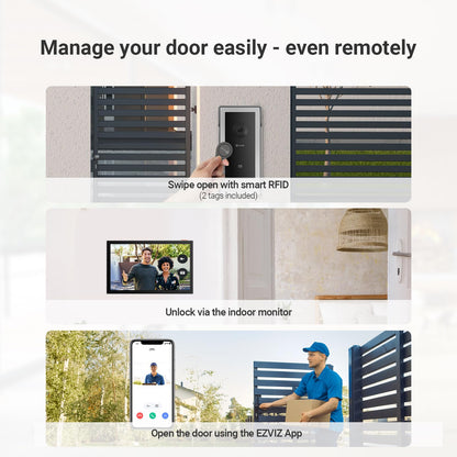 EZVIZ WiFi Video Door Phone Intercom System 1080P, 7'' Color Touch Monitor, Video Doorbell 2 Wire Peephole, Two-Way Talk, Remote Unlock, Two-Way Audio, Night Vision, Slim Design, CP5