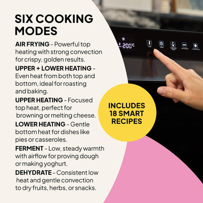 Fridja Super Oven Compact Digital Air Fryer Oven, Intelligent Presets, Powerful Convection Fan, Easy to Clean, Fast and Versatile, Stainless Steel Interior, Easier Cooking