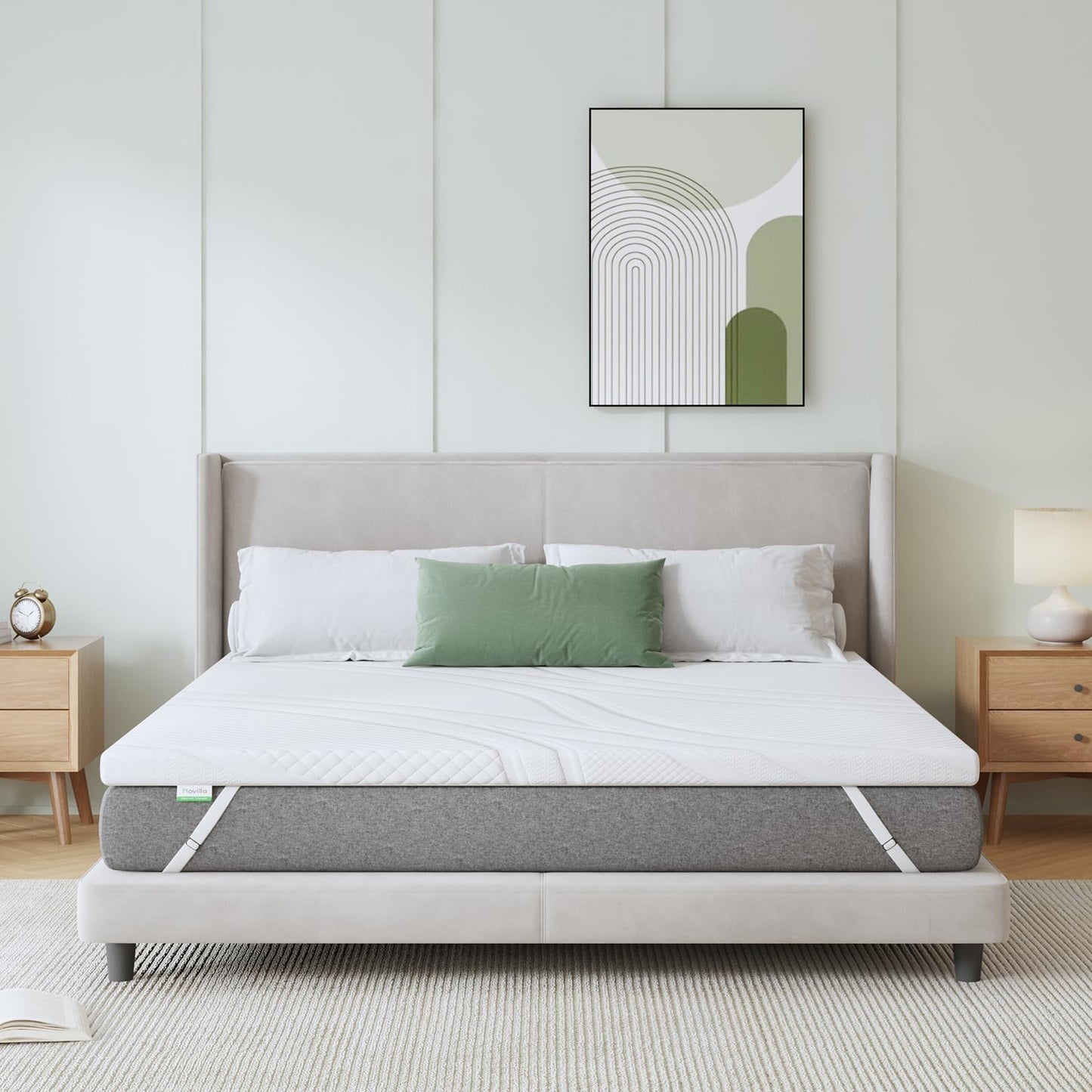 Novilla Mattress Topper, 140 x 190, 7.5 cm, Gel Memory Foam Mattress Topper, Bamboo Material, Moisture Wicking, with Non-Slip Design and Safety Certification, Washable