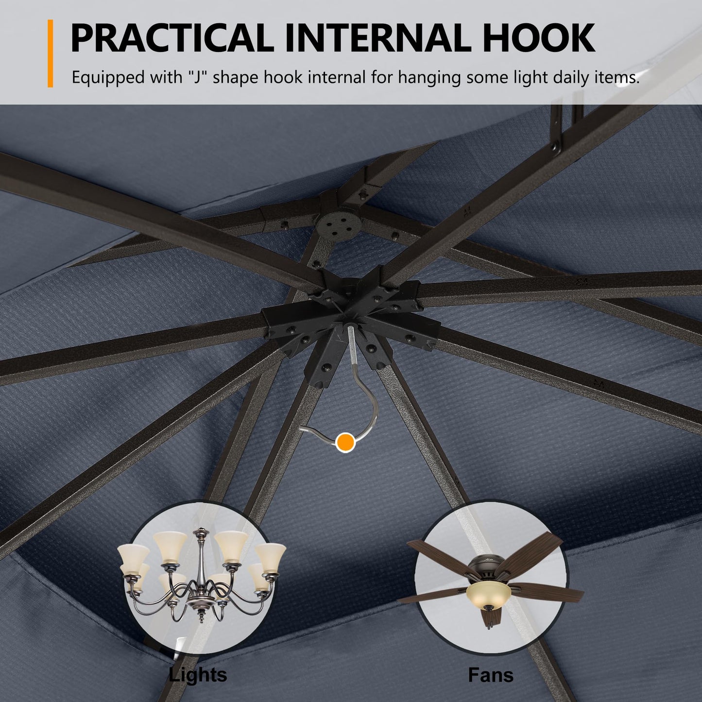 ABCCANOPY 2.5x2.5M Gazebos for Patios Double Roof Soft Canopy Garden Backyard Outdoor Gazebo for Shade and Rain (Grey)