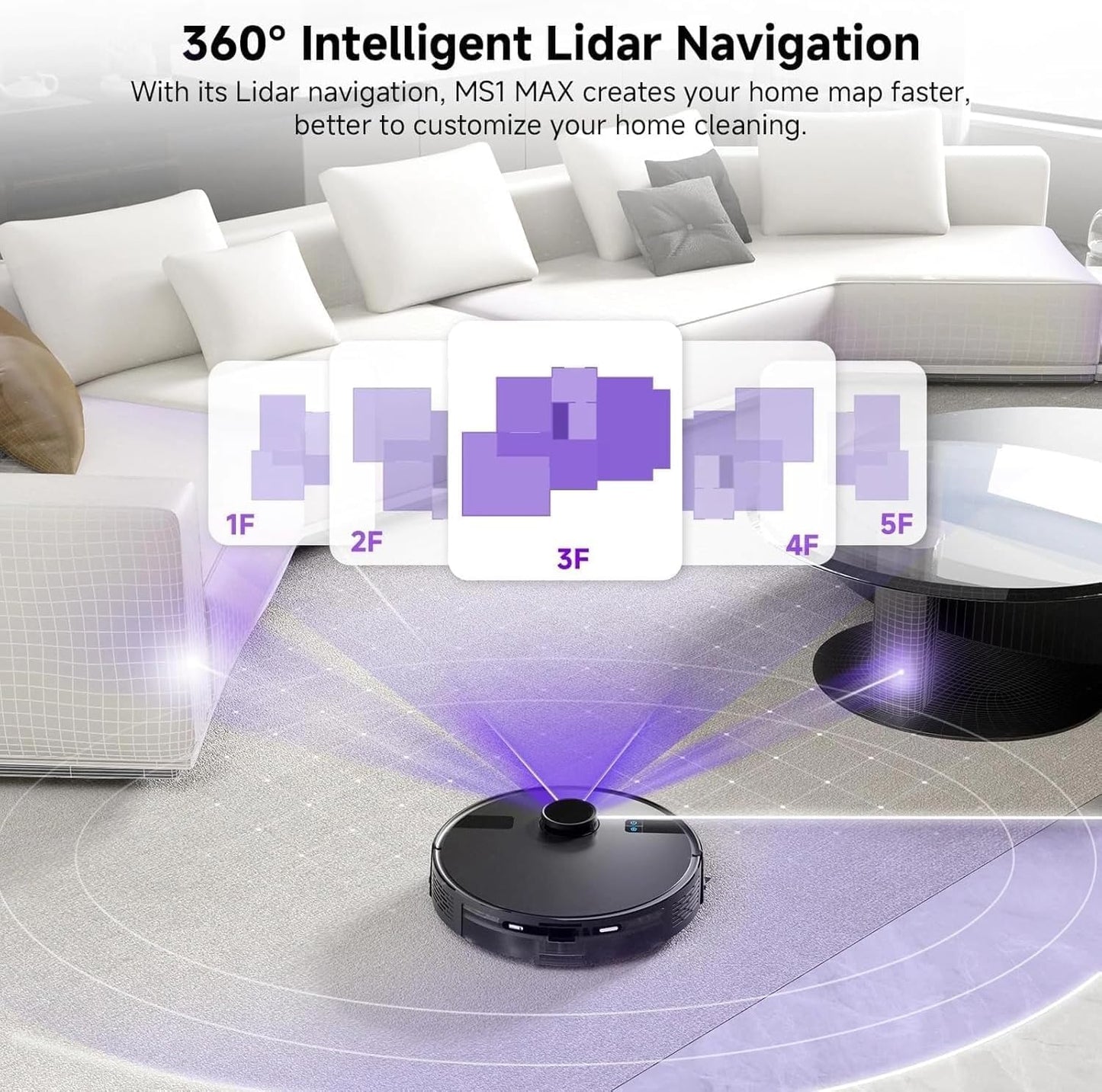 MONSGA Robot Vacuum with Mop, 7000Pa Powerful Suction, Lidar Navigation Robotic Vacuum with 3.5L Self-Empty Station, 180mins Runtime, APP/Remote/Voice Control, for Hard Floors and Carpets (MS1MAX)