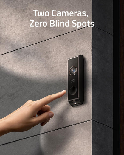eufy Security Video Doorbell S330 (Battery-Powered) with Homebase, Dual Camera,2K HD,Dual Motion Detection, Package Detection,Smart Recognition, No Monthly Fee, 16GB Local Storage