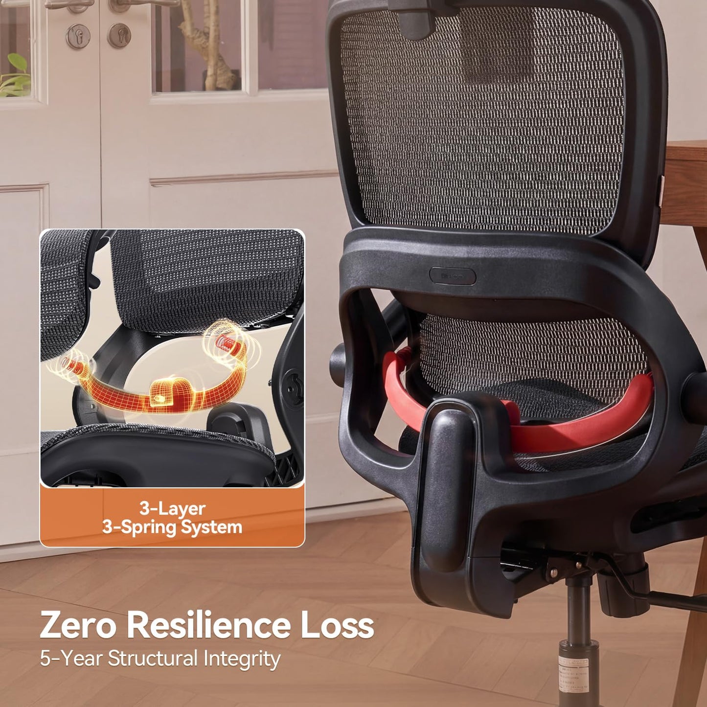 SIHOO B100 Ergonomic Office Chair, Comfy Desk Chair with Adaptive Dynamic Lumbar Support, Computer Chair with Extra Wide Headrest, Flip-Up Armrests, 90-135° Tilt Lock and Breathable Mesh Cushion