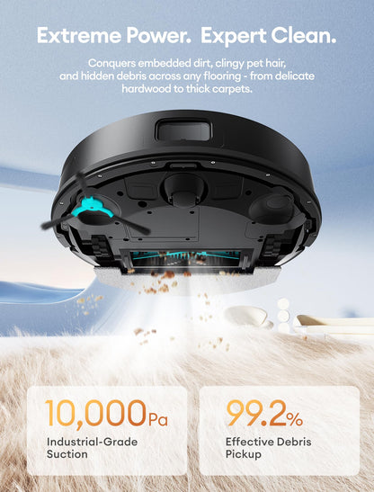 Ultenic Robot Vacuum Cleaner with Mop, Powerful 10000Pa/200 Mins Self-Emptying Robot Vacuum, LiDAR Navigation, 4 in 1 Robotic Vacuum for Pet Hair, Carpet, Hard Floor(T20 Pro+)