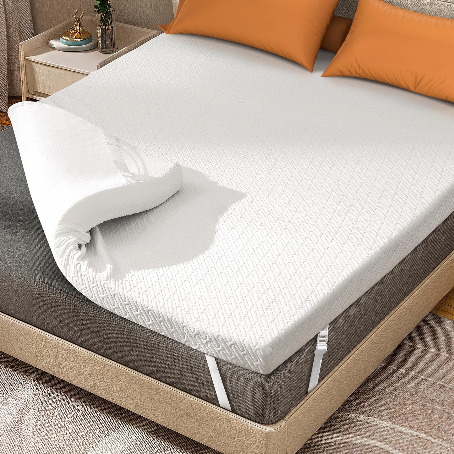 DOPEDIO Memory Foam Mattress Topper king Bed,OEKO-TEX Certified,Breathable & Anti-Slip Design,Machine Washable Zipped Bamboo Cover(150x200x8cm)