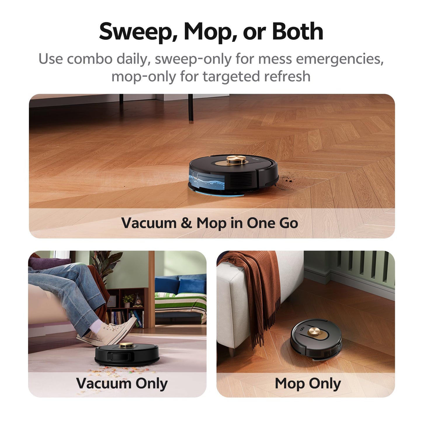 Vexilar W9 Robot Vacuum Cleaner with Mop,8000Pa Robotic Vacuum with LiDAR Navigation,15 No-go Zones, 150 Min Max Runtime, App Control, 3-in-1 Sweep and Mop Robot for Pet Hair, Carpet and Hard Floors