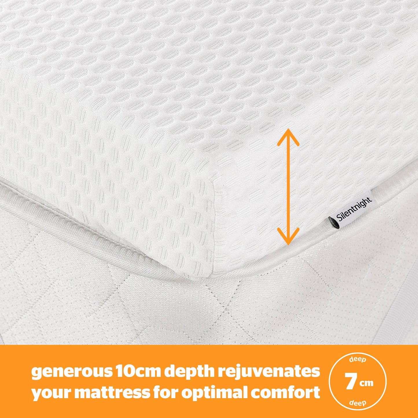 Silentnight Impress Memory Foam Mattress Topper - 7cm Deep Luxury Orthopaedic Pressure Relief Hypoallergenic Bed Topper for Back & Neck Pain - Elasticated Straps & Machine Washable Cover, Super King