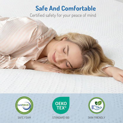 Degrees of Comfort 4 Inch Dual-Layer Memory Foam Mattress Topper, 10cm Thickness Mattress Topper Double Bed for Back Pain Relief with Anti-Slip Breathable Hypoallergic Cover, Double Size 135x190cm