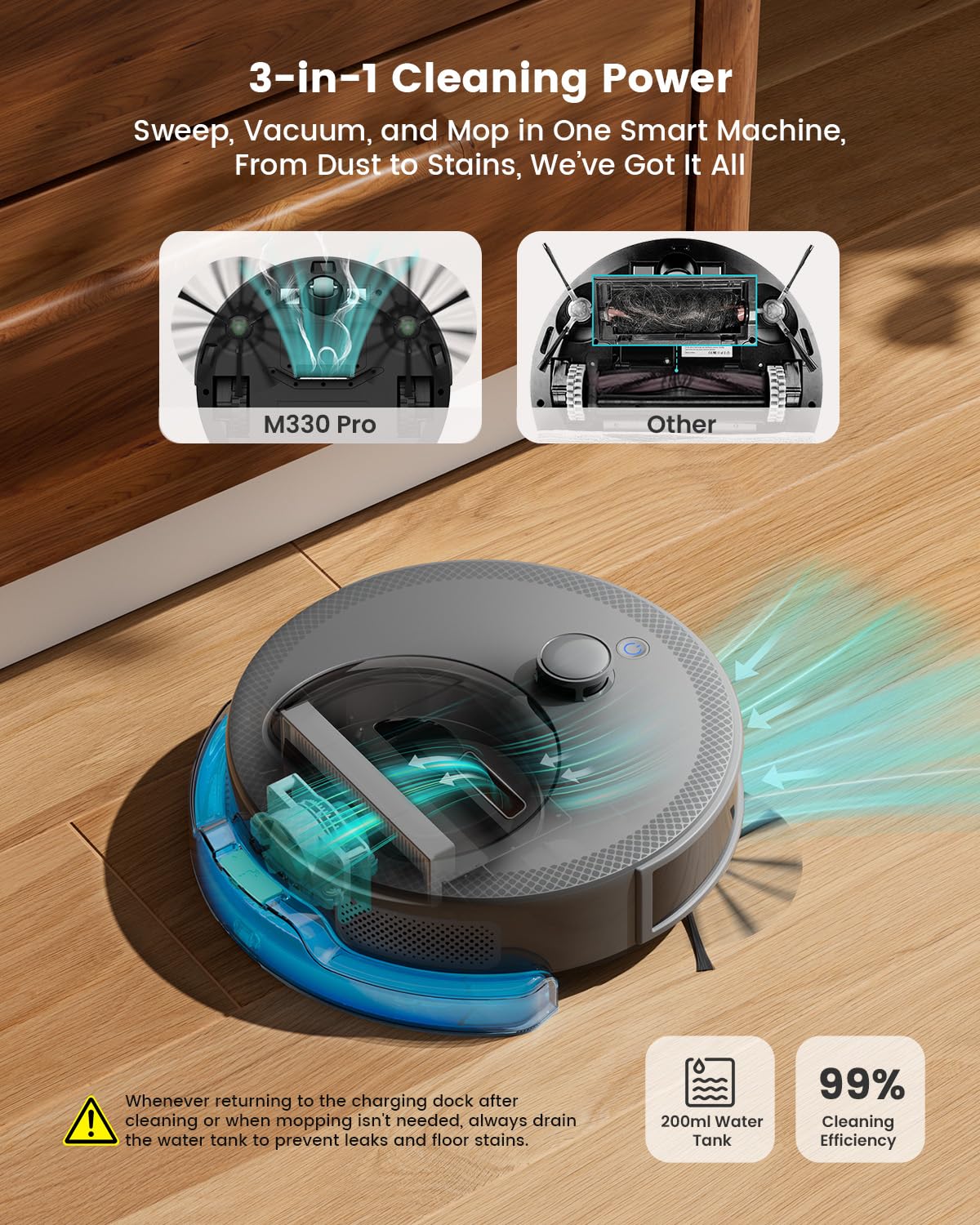 Lefant M330 Pro Robot Vacuum Cleaner with Mop, 5000Pa Suction, dToF Laser Navigation | 190° Obstacle Detection, WiFi 2.4G/5G & App/Alexa Control,150 Mins Runtime, Grey