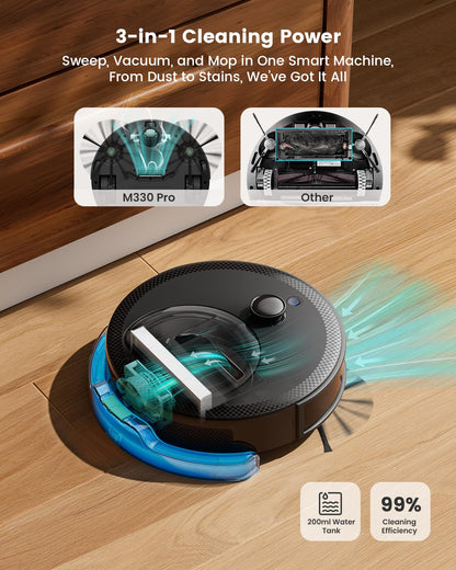 Lefant M330 Pro Robot Vacuum Cleaner with Mop, 5000Pa Suction, dToF Laser Navigation, 190° Obstacle Detection, WiFi 2.4G/5G, App/Alexa Voice Control, 150 Mins Runtime
