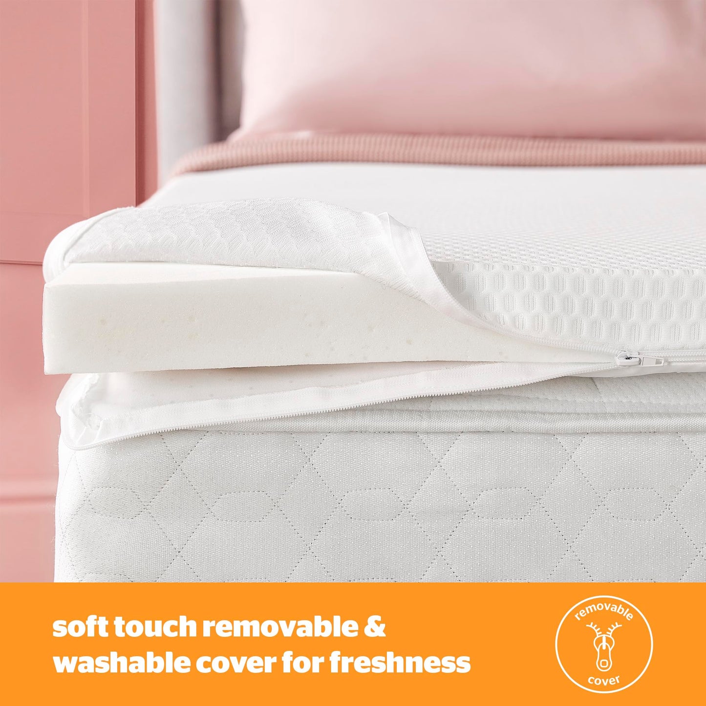 Silentnight Impress Memory Foam Mattress Topper - 7cm Deep Luxury Orthopaedic Pressure Relief Hypoallergenic Bed Topper for Back & Neck Pain - Elasticated Straps & Machine Washable Cover, Super King